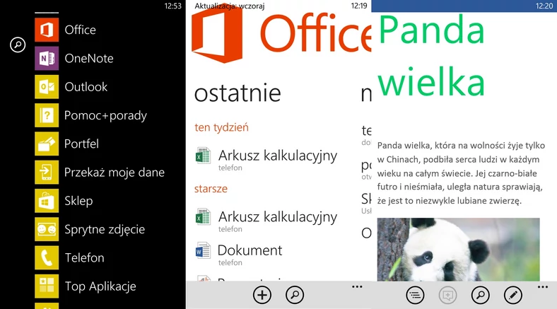 Lumia 920 - zrzut ekranu (Office)