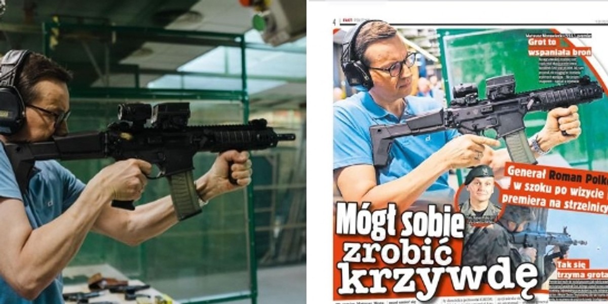 Mateusz Morawiecki (54 l.) w poniedziałek pochwalił się zdjęciami z karabinkiem. Na naszych łamach gen. Roman Polko (60 l.), były dowódca GROM, wskazał, że szef rządu trzymał broń w nieprawidłowy sposób.