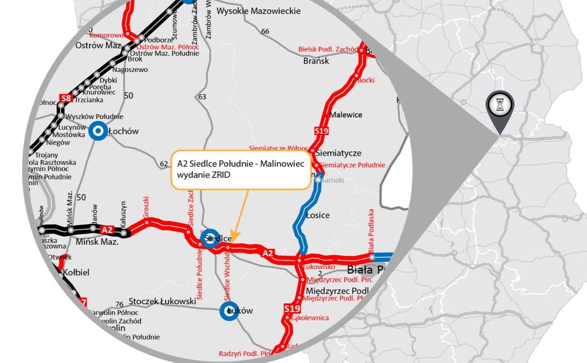 Autostrada A2 dłuższa na wschód od Warszawy
