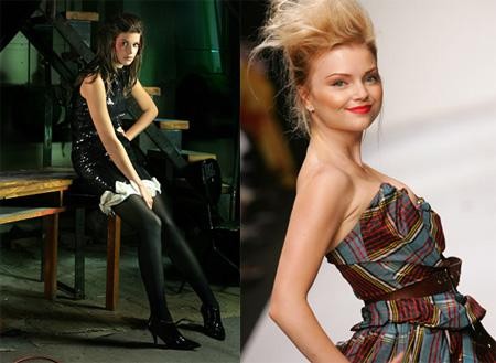 Zdjęcia: Modelka w kreacji Agaty Wojtkiewicz, Izabella Miko na wybiegu.