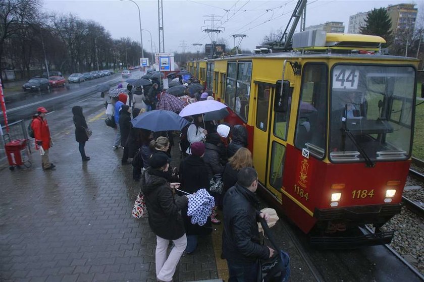 Warszawa, tramwaj, rozkład, 44, tłok, przystanek