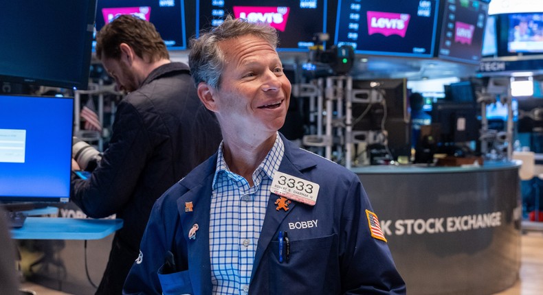 Traders work on the floor of the New York Stock Exchange.Spencer Platt/Getty Images