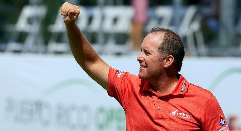 D.A. Points acknowledges the crowd after winning the Puerto Rico Open