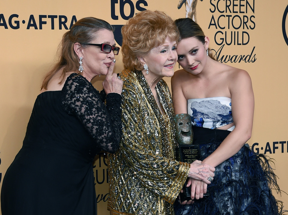 Trzy pokolenia aktorek: Debbie Reynolds, Carrie Fisher, Billie Lourd