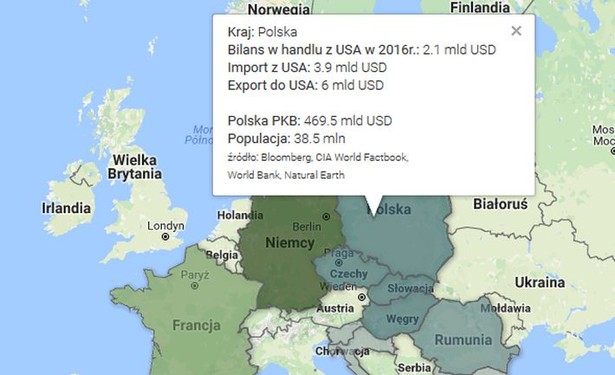 Dlaczego USA mają dość wolnego handlu z Niemcami? Ta mapa wiele wyjaśni