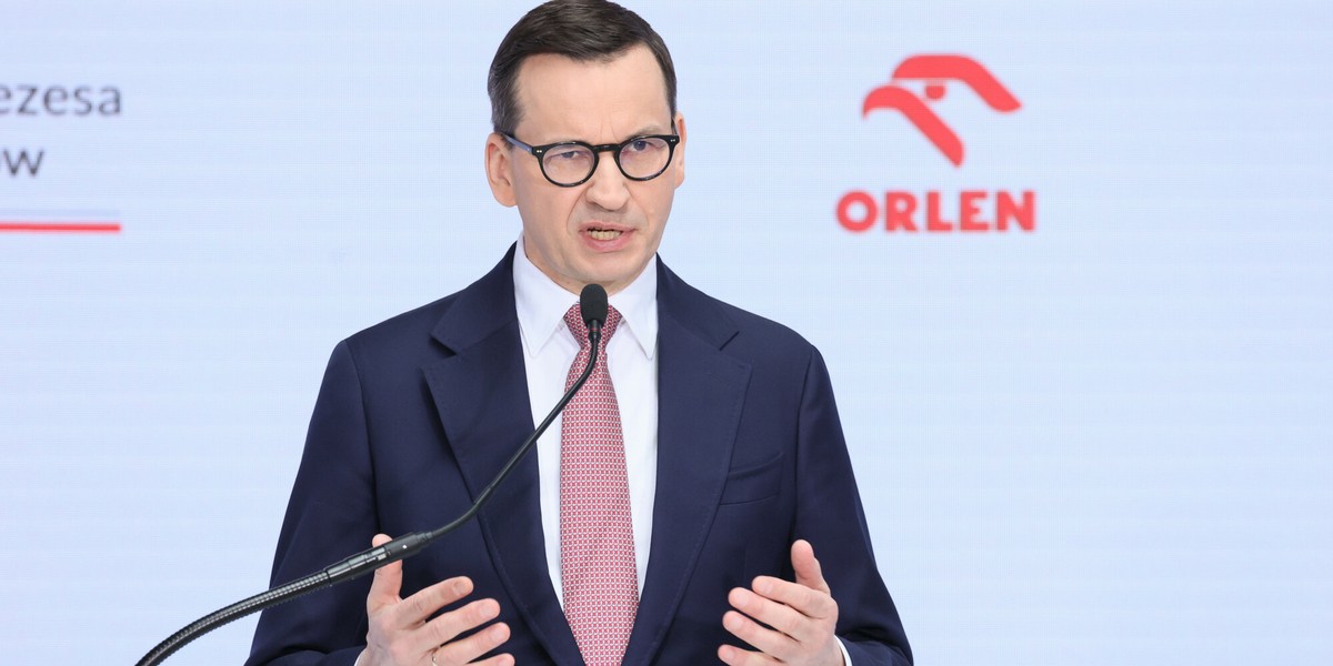 Premier Morawiecki na konferencji Orlenu.