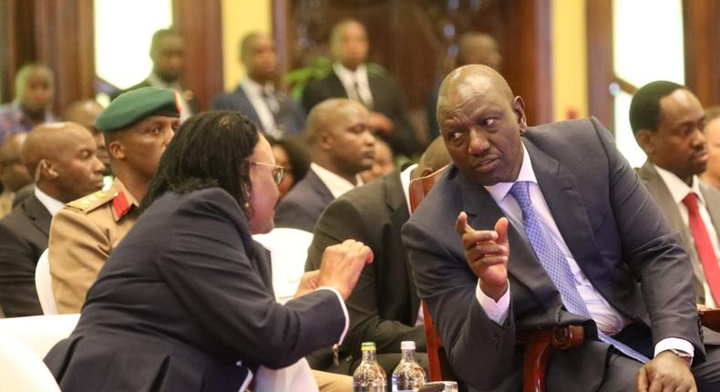 President William Ruto and Chief Justice Martha Koome at the launch of the Administration of Justice in Kenya Annual report 2021/2022 