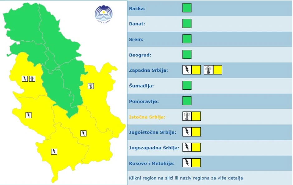 Meteoalarm za nedelju