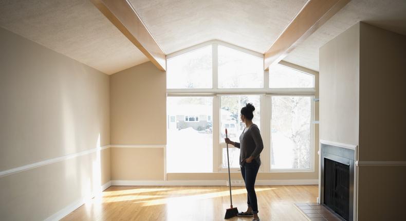 woman in empty house