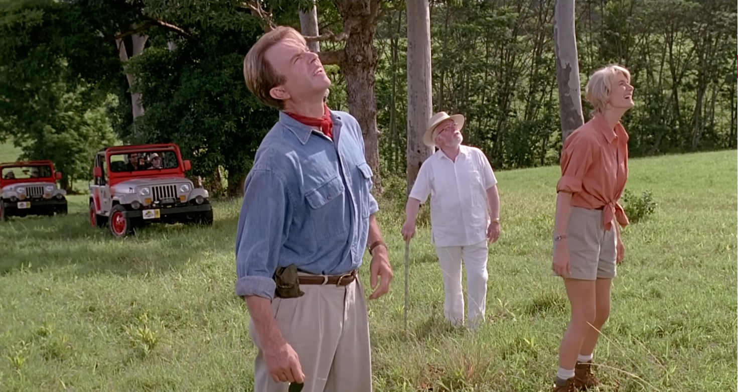 Sam Neill v legendárnom filme Jurský park.