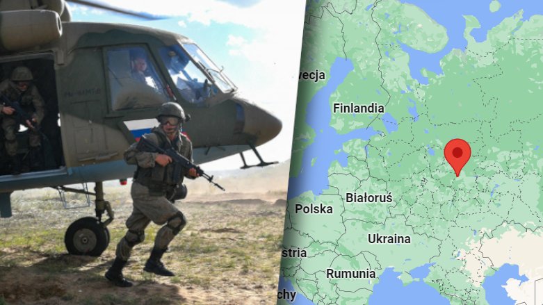 Manewry Zapad 2021 (po lewej) i mapa pokazująca położenie poligonu Mulino (po prawej)