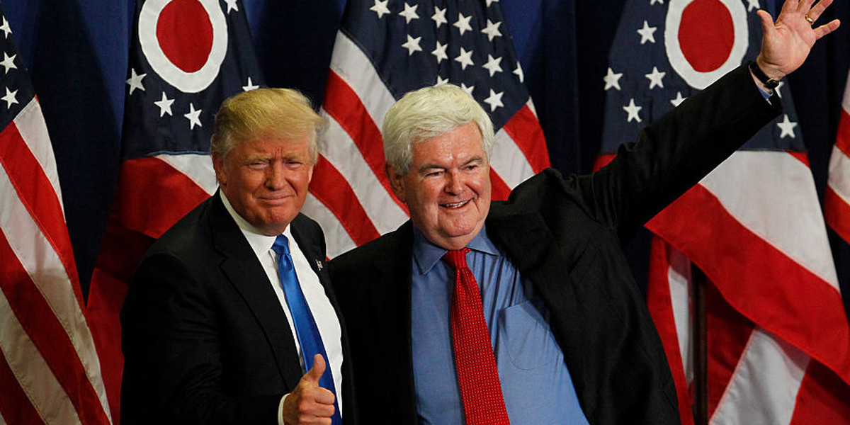 Donald Trump and Newt Gingrich at a rally in Ohio.