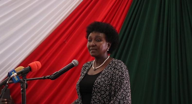 National Assembly Deputy Speaker Gladys Shollei speaking during the release of the 2023 KCSE exam results