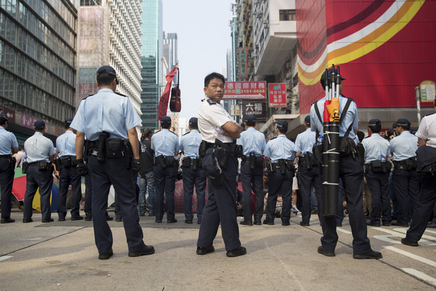 Barykada policyjna w Hongkongu, 17.10.2014