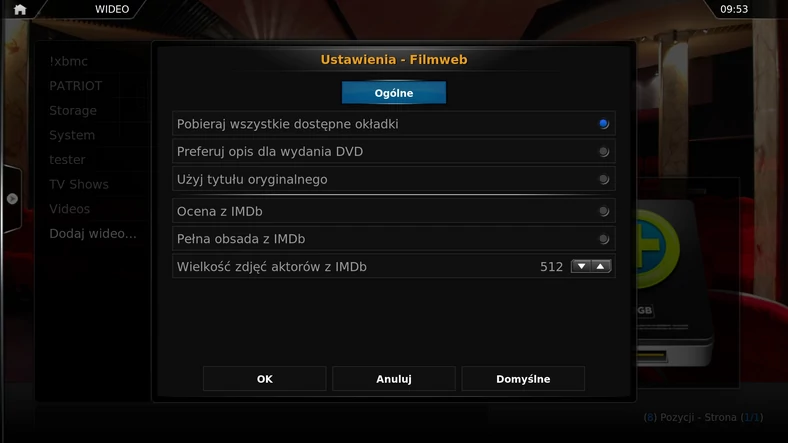 XBMC – określanie zawartości wideo, filmy – ustawienia