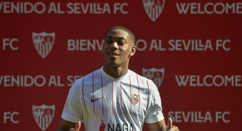 Anthony Martial was given an official presentation at Sevilla on Wednesday after joining on loan from Manchester United. Creator: CRISTINA QUICLER