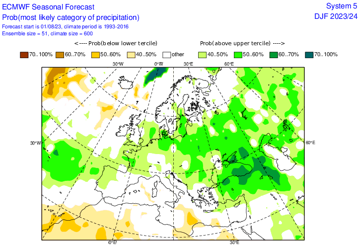 W większości Europy prognozy wskazują także na wysokie opady