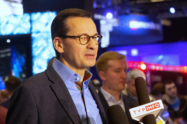 Premier Mateusz Morawiecki podczas finału Mistrzostw Świata w Grach Komputerowych Intel Extreme Masters w Katowicach