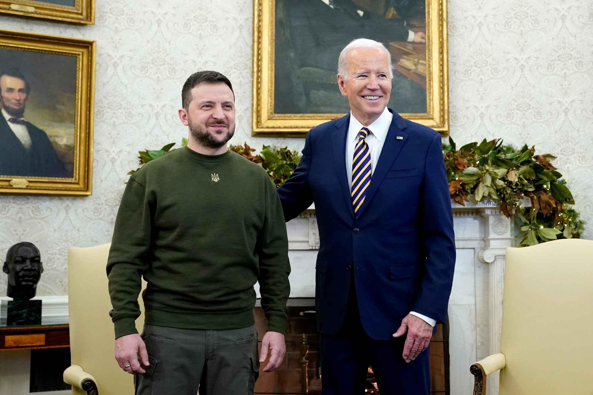 Ukrajinský prezident Volodymyr Zelenskyj po rozhovore s americkým prezidentom Joeom Bidenom.
