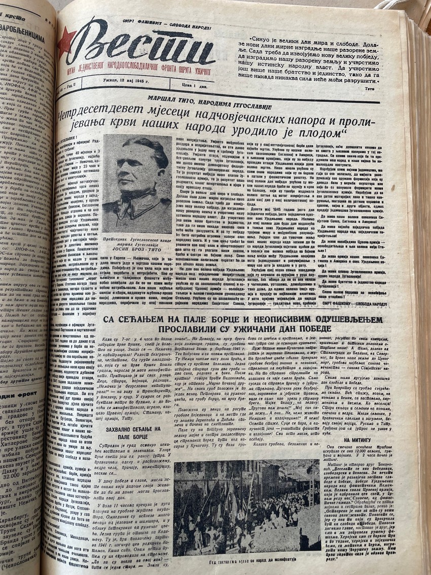 "Vesti" naslovna strana 10. maja 1945.