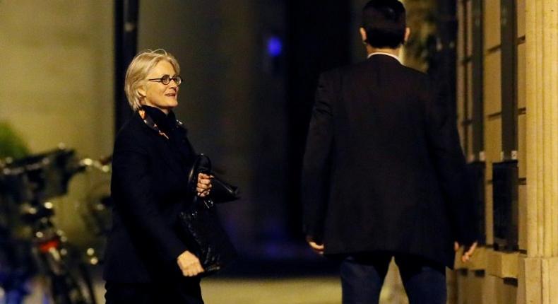 Penelope Fillon, the wife of French presidential election candidate for the right-wing Les Republicains (LR) party, walks towards her apartment building on March 28, 2017 in Paris