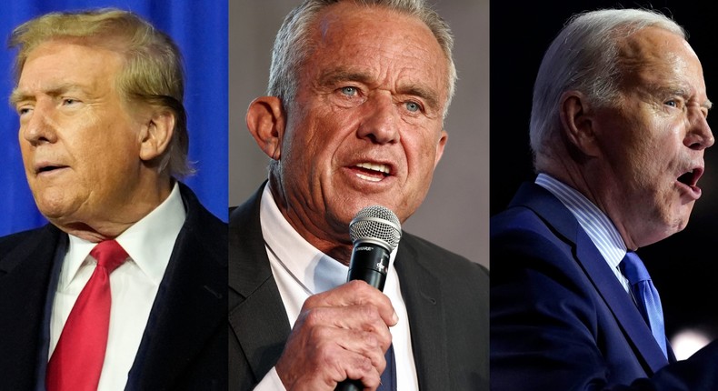 Presidential candidates Donald Trump, Robert F. Kennedy Jr., and Joe Biden.AP Photo/Paul Sancya; Mario Tama/Getty Images; AP Photo/Susan Walsh