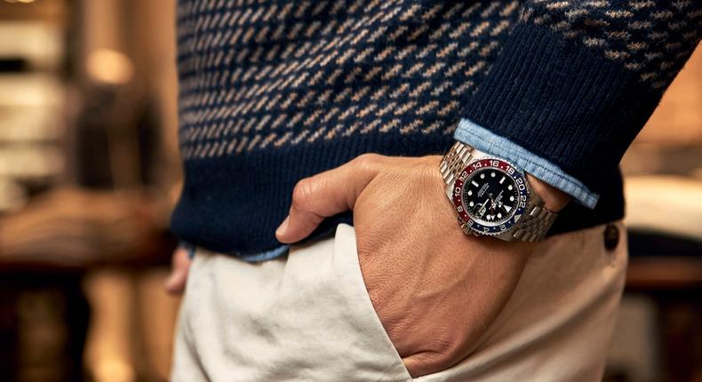 Designed as a pilot's watch, Rolex introduced the GMT in 1955 with a dedicated hand and a two-color bezel to track the 24 hours of the day.Bob's Watches