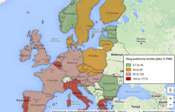 Najbardziej i najmniej zadłużone państwa Europy. Zobacz najnowsze dane [MAPA]