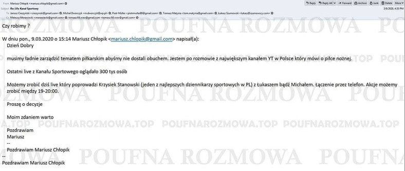 E-mail ze skrzynki Dworczyka