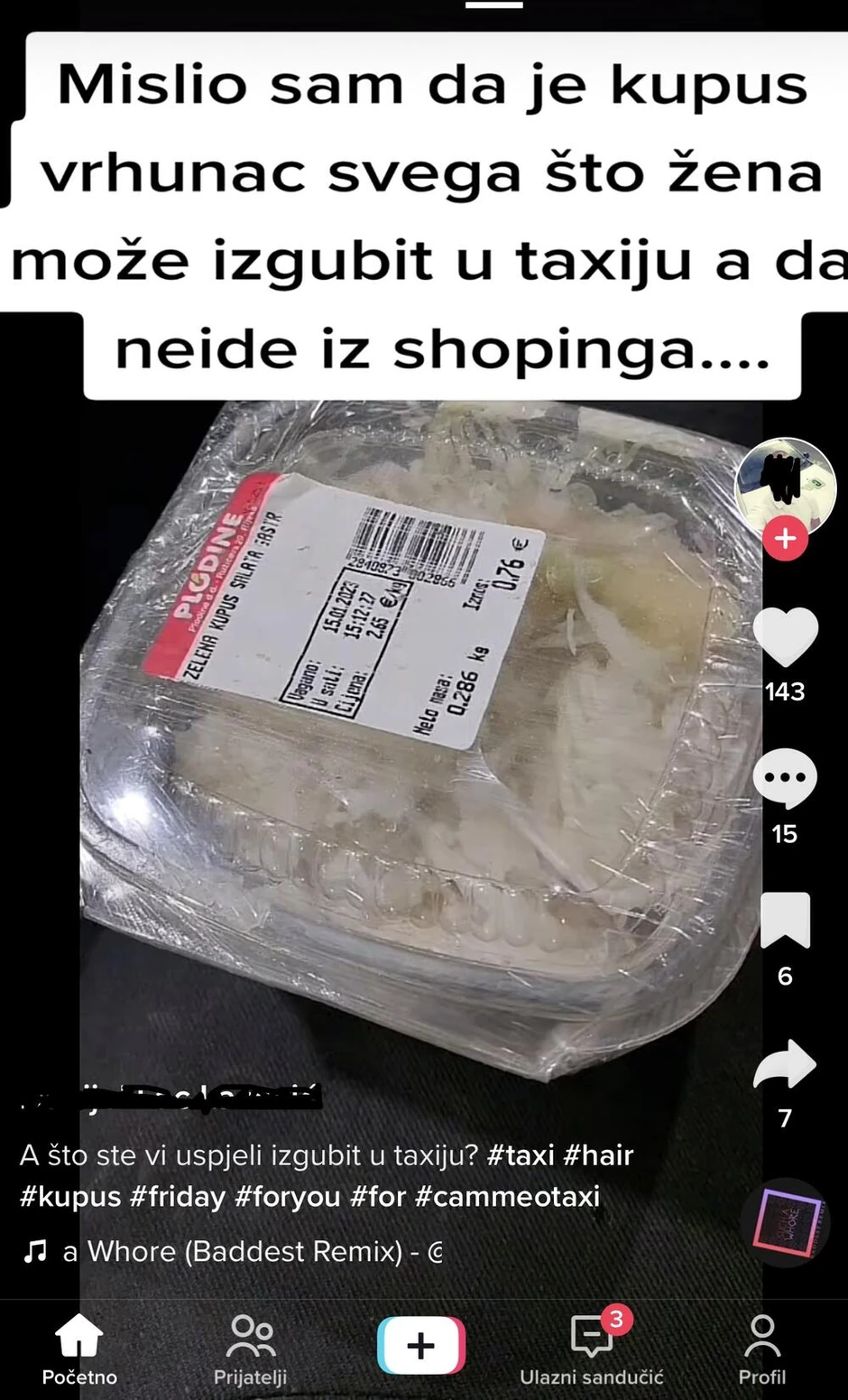 Kupus i kosa zaboravljeni u taksiju