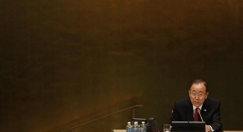 United Nations Secretary General Ban Ki-moon presides over the start of the 70th session of the United Nations General Assembly at the U.N. Headquarters in New York, September 28, 2015. REUTERS/Mike Segar