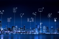 Chicago city skyline with internet of things