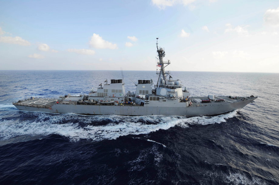 The guided-missile destroyer USS Mahan (DDG 72) transits the Mediterranean Sea, on August 31, 2012.