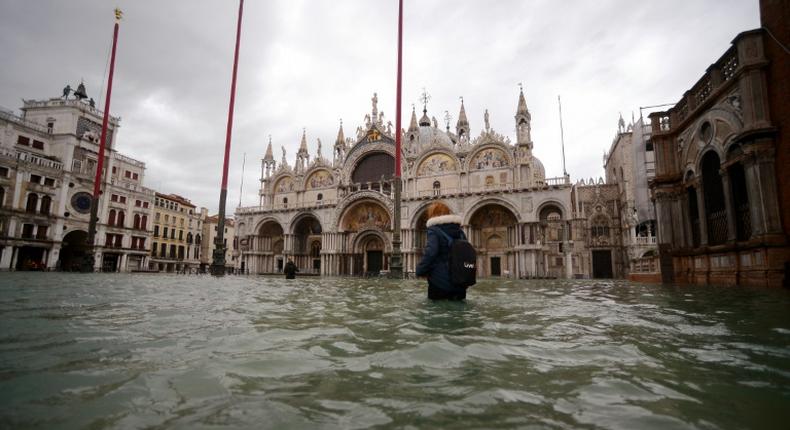 Venice's mayor ordered St Mark's quared closed as the latest sea surge peaking at 1.54 metres (five feet) struck just before midday