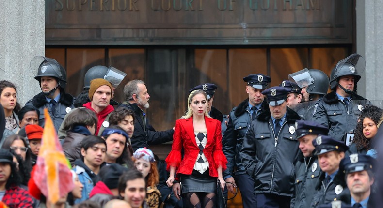 Lady Gaga is seen at movie set of the 'Joker: Folie a Deux' on March 25, 2023 in New York City.Jose Perez/Bauer-Griffin/GC Images