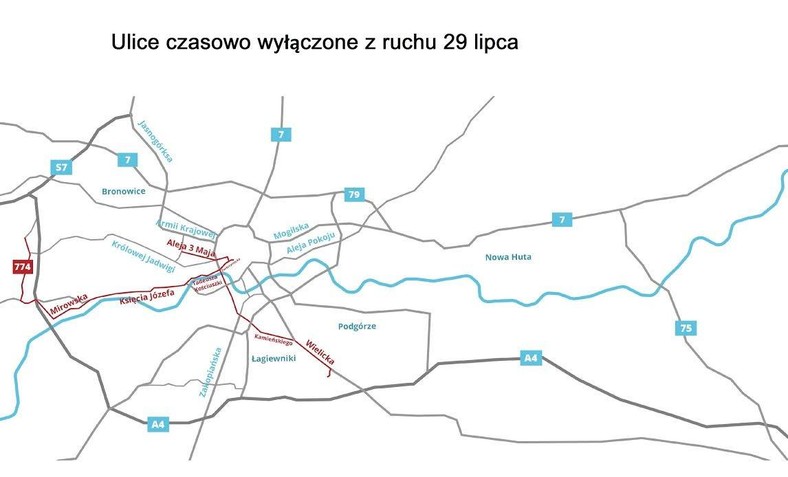 Ulice czasowo wyłączone z ruchu - 29 lipca