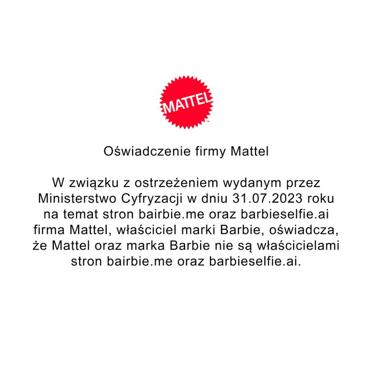 Oświadczenie Mattel