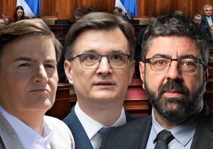 Ana Brnabić, Milenko Jovanov i Radomir Lazović 