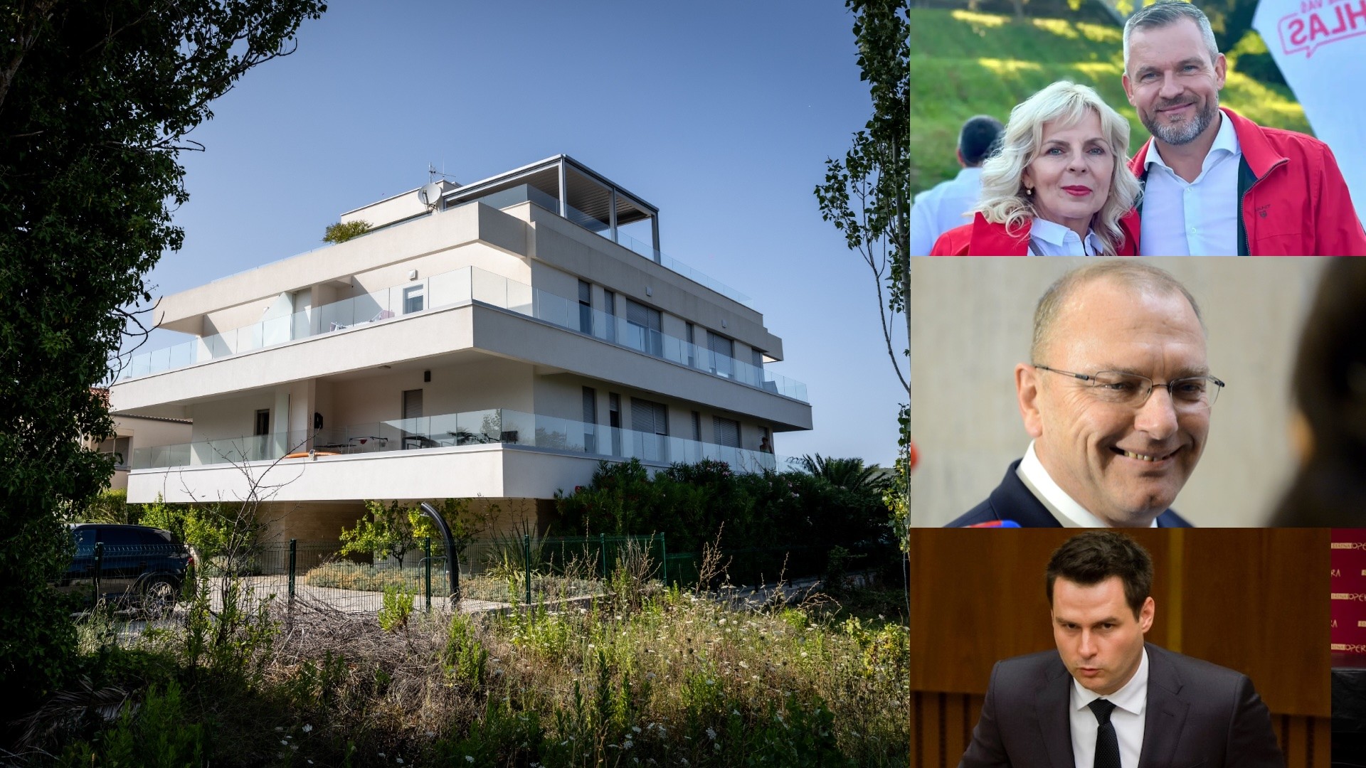 Vila v Sukošane a Eva Pellegrini s bratom prezidentom Petrom Pellegrinim, Ľubomír Vážny a Peter Náhlik