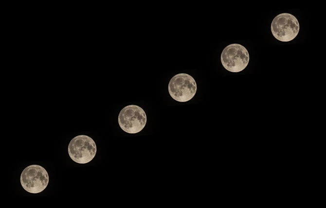 Wykonywanie zdjęć Księżyca w odstępie czasu pozwala uzyskać ciekawe efekty.