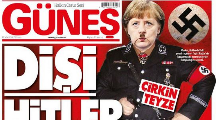 Így ábrázolta a török lap Angela Merkelt