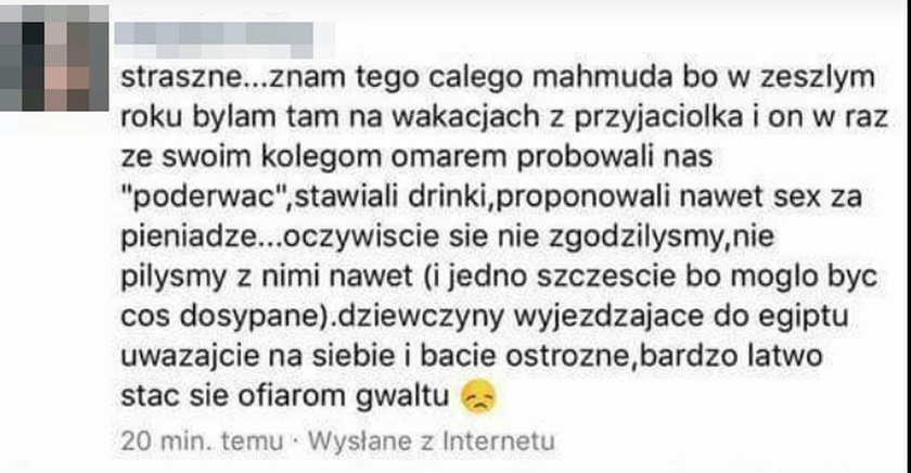 Rezydent z egipskiego hotelu oskarżany przez kobiety