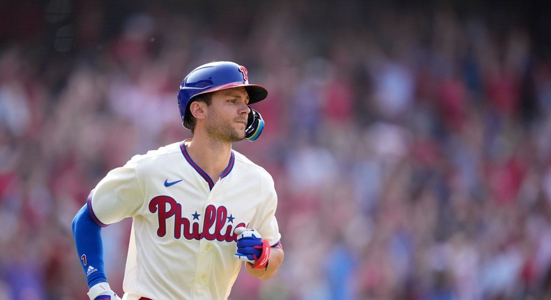 Trea Turner runs the bases for the Philadelphia Phillies.AP Photo/Matt Slocum