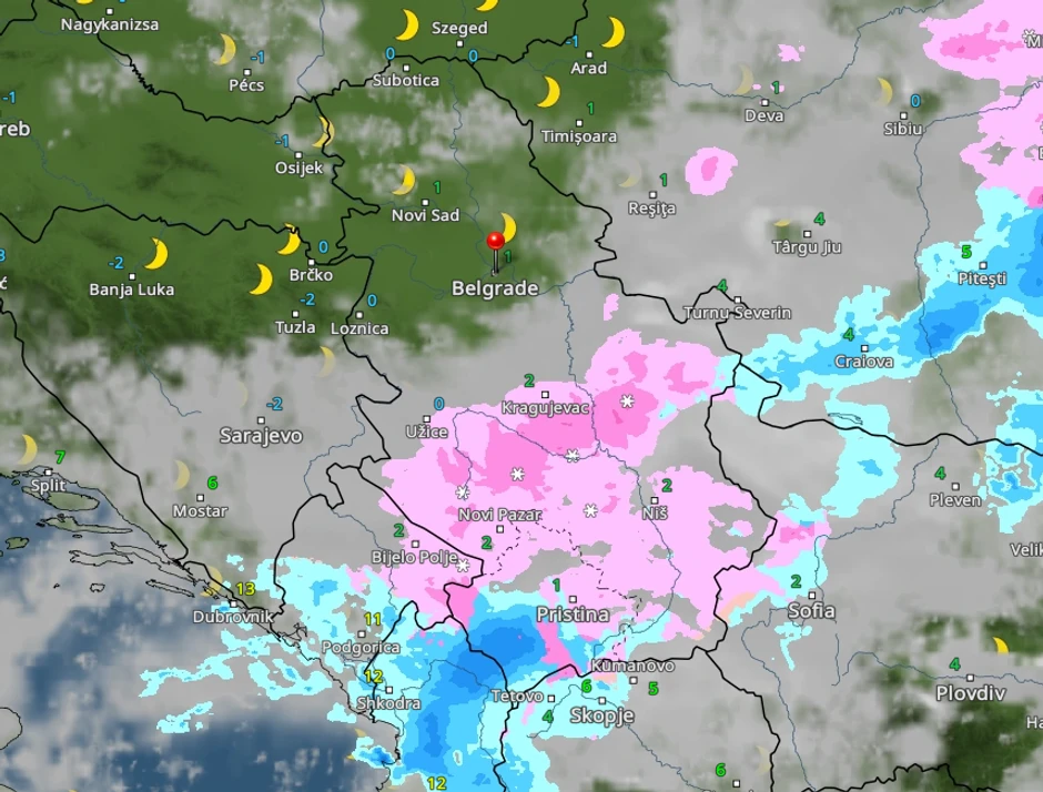 vreme u Srbiji u 20 sati
