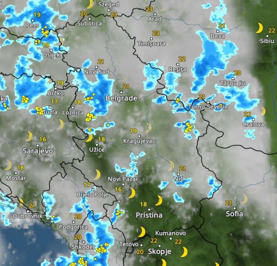 Kretanje nevremena u 23