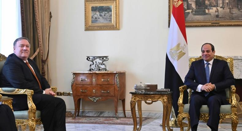 US Secretary of State Mike Pompeo meets with Egyptian President Abdel Fattah al-Sisi in Cairo on January 10, 2019