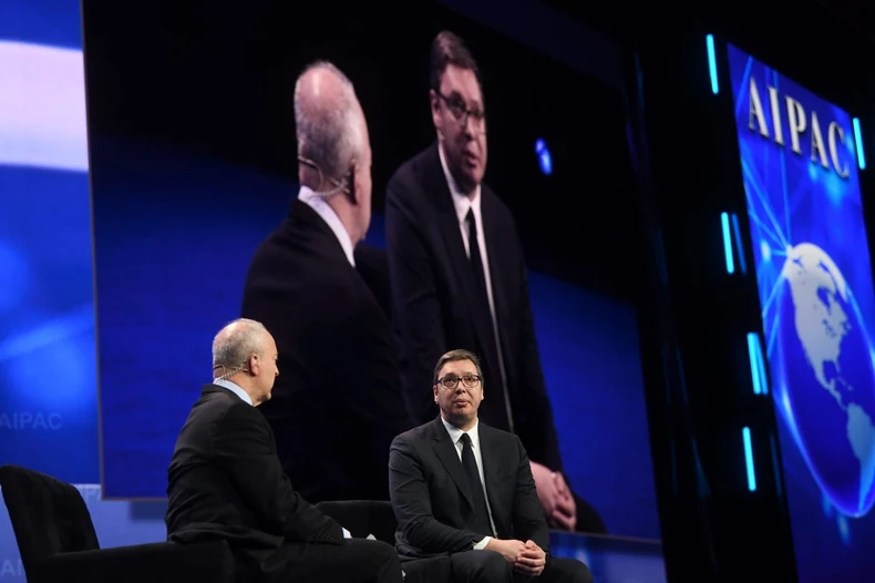 Vučić tokom govora na kongresu AIPAC