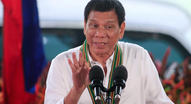 Philippine President Rodrigo Duterte speaks to the members of the Philippine Army in metro Manila, October 4, 2016.