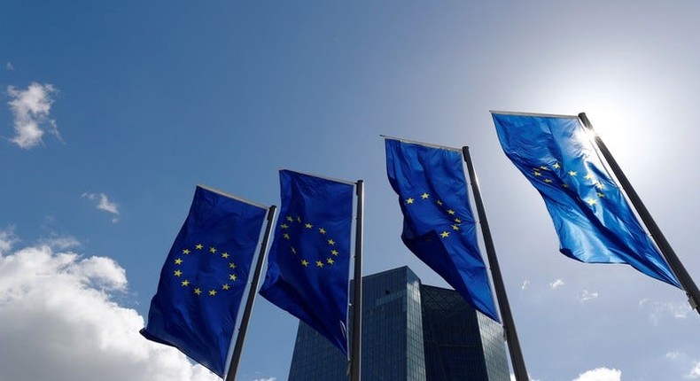 European Union flags flutter outside the European Central Bank (ECB) headquarters in FrankfurtThomson Reuters