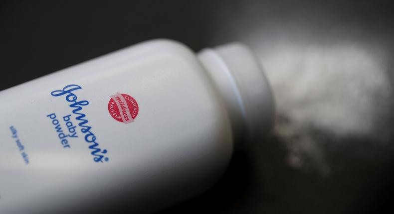 A container of Johnson's baby powder.